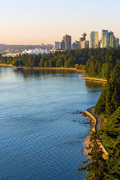 Seawall along Stanley Park in Vancouver BC